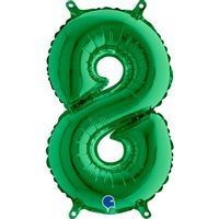 Balon foliowy cyfra 8 zielony, 35 cm