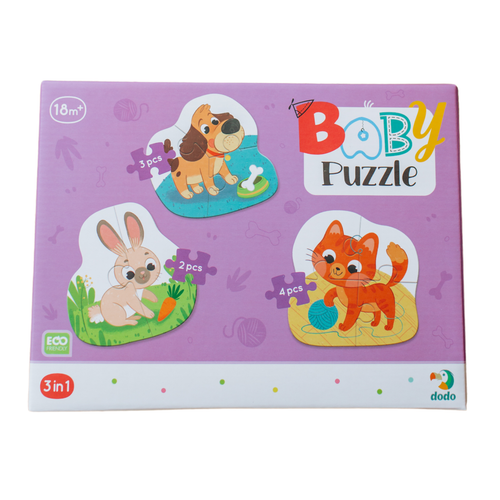 Puzzle 3W1 2-3-4 Elementy ”Zwierzaki” Trzy Układanki Zwierzęta Domowe na Arena.pl