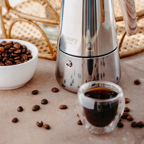 Kawiarka Zaparzacz do kawy 320ml Działa na indukcji, Gaz, Stalowa Camry na Arena.pl