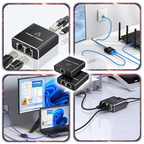 SPLITTER LAN 1x2 SWITCH ROZDZIELACZ ADAPTER 2xRJ45 ETHERNET 1000Mbps 1GB na Arena.pl