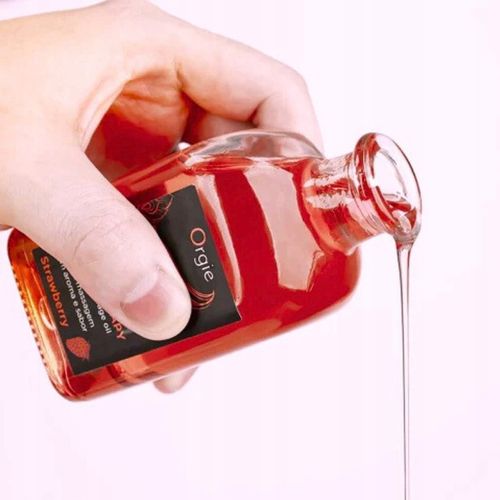 Olejek do masażu erotycznego ciała JADALNY truskawkowy ROZGRZEWAJĄCY 100 ml na Arena.pl