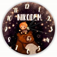 ZEGAR ścienny z grafiką PREZENT duży wybór wzorów DLA DZIECKA z imieniem