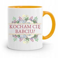 Kubek Żółty Dzień Babci Kocham Cię Babciu! Prezent Z Nadrukiem Ze Zdjęciem