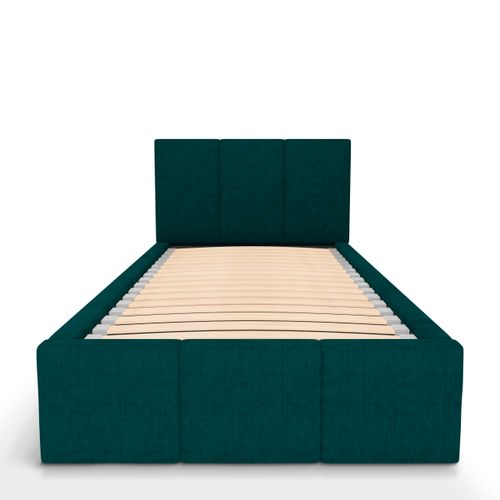 ŁÓŻKO POJEDYNCZE 90x200cm ŁÓŻKO TAPICEROWANE Z POJEMNIKIEM TURKUSOWE na Arena.pl