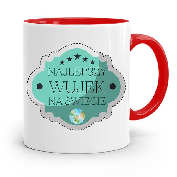 Kubek Czerwony Dla Wujka Najlepszy Wujek Świata Z Nadrukiem Ze Zdjęciem zdjęcie 1