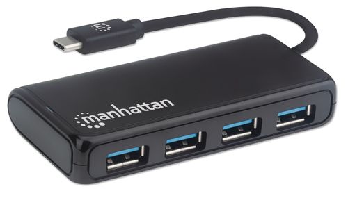 4-Portowy Hub Manhattan USB 3.2 Gen1 4xUSB-A złącze USB-C 5Gbps 164924 na Arena.pl