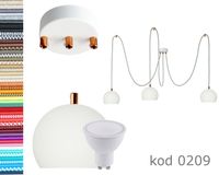 LAMPA kula biała z miedzią pająk 3 wisząca + GU10