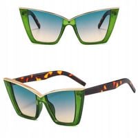 OKULARY PRZECIWSŁONECZNE Kocie filtr UV400 Zielone damskie + ETUI + ŚCIERKA