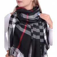 SZAL DAMSKI CHUSTA DUŻY CZARNA KRATA ANGIELSKA