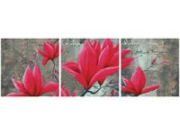 90X30CM FUKSJOWA MAGNOLIA TRÓJ OBRAZ