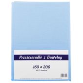 Prześcieradło bawełniane bez gumki 160x200 noris niebieskie