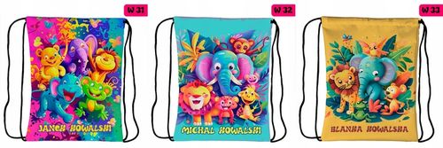 Worek plecak dla dzieci do przedszkola szkoły PERSONALIZOWANY różne wzory na Arena.pl