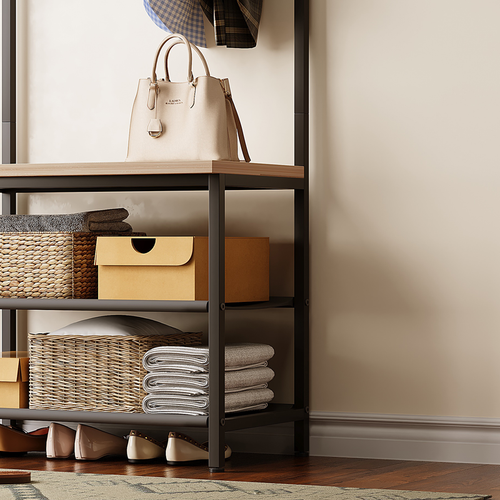 WIESZAK NA UBRANIA BUTY KURTKI JASNY BRĄZ STOJĄCY PODŁOGOWY LOFT REGAŁ na Arena.pl