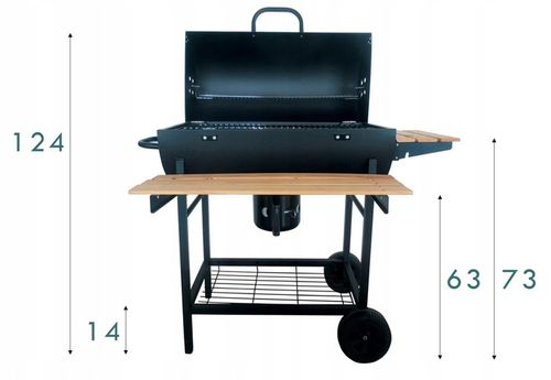 GRILL OGRODOWY DUŻY BBQ WĘGLOWY 3 RUSZTY Z POKRYWĄ TERMOMETR 71x36 cm RUSZT na Arena.pl