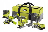 RYOBI ZESTAW NARZĘDZI COMBO 8elem. R18CK4B-252S