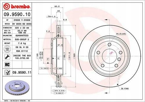 TARCZA HAM TYL 320X22 V BREMBO na Arena.pl