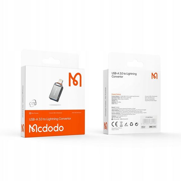 MCDODO ADAPTER PRZEJŚCIÓWKA USB-A 3.0 DO LIGHTNING IPHONE IPAD 3A OTG zdjęcie 4