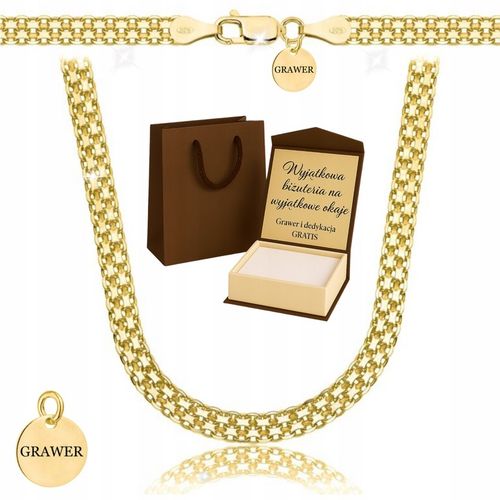 ZŁOTY PEŁNY ŁAŃCUSZEK DAMSKI BISMARK PR. 925 585 14K + GRAWER GRATIS na Arena.pl