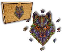 Puzzle Drewniane dla dzieci Wilk Wolf w pudełku drewnianym