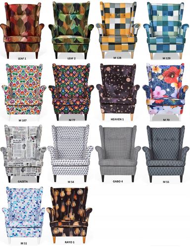 Fotel uszak ARI PRINT skandynawski  patchwork czarno biały na Arena.pl