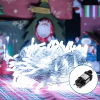 Sznur 5 m 50 LED zimnych lampek choinkowych IP44 z zasilaczem do dekoracji świątecznych