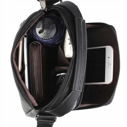 SASZETKA MĘSKA SKÓRZANA TORBA NA RAMIĘ DO RĘKI BRĄZ Z KIESZENIĄ na Arena.pl