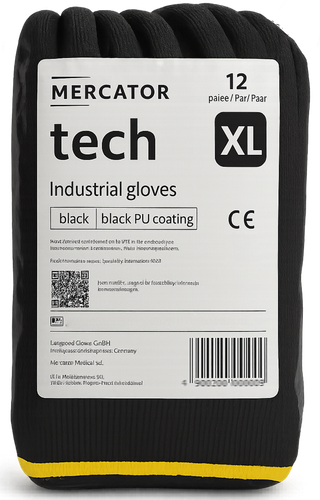 rękawice robocze mercator tech black+black pu - xl - 120 par na Arena.pl