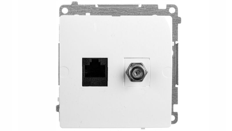 Simon Basic Gniazdo typu F+RJ45 kat.6 biały Kontakt-Simon zdjęcie 1