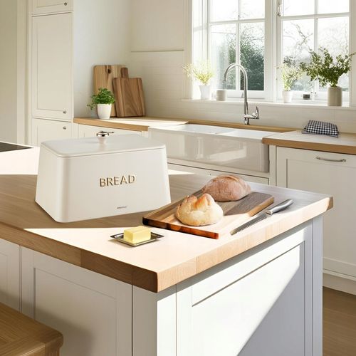 Chlebak KING Hoff KH-1950 kremowy metalowy elegancki design Pieczywo na Arena.pl