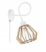 Lampa kinkiet E27 ścienny loft brylant drewno + włącznik on/off łańcuszkowy