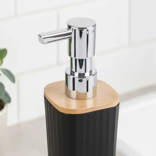 Zestaw łazienkowy szczotka do łazienki wc dozownik kosz bambus 6 elementów na Arena.pl