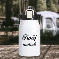 Biała butelka metalowa 1000 ml z Twoim nadrukiem