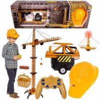 Mega Dźwig Żuraw Budowlany RC Zdalnie Sterowany 128cm na Pilot + Kask LED