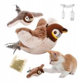 Zabawka dla kota INTERAKTYWNA latający PTAK z dźwiękiem na USB z kocimiętka