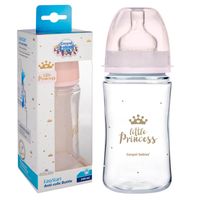 CANPOL Butelka antykolkowa szeroka ROYAL 240ml różowa