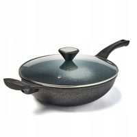Marmurkowa PATELNIA WOK na indukcję gaz SZKLANA POKRYWKA 30cm Konighoffer