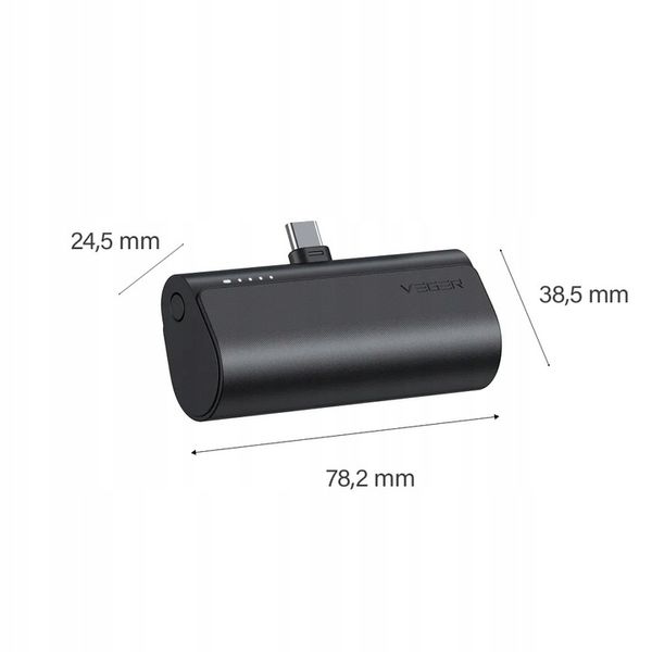 POWERBANK VEGER PlugOn 5000mAh PD 20W USB C mini mały lekki kieszonkowy zdjęcie 8