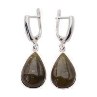 Kolczyki z zielonym Granatem w srebrze - łzy.