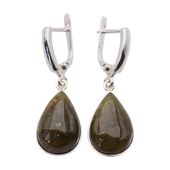 Kolczyki z zielonym Granatem w srebrze - łzy.