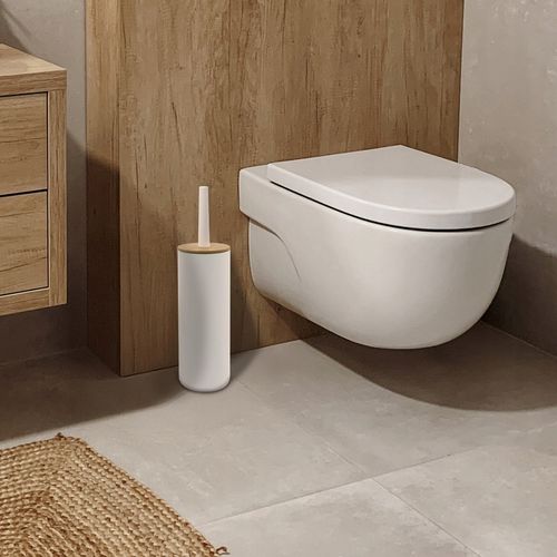 Szczotka do WC toalety biała łazienkowa toaletowa zamknięta bambus na Arena.pl