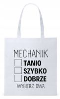 Dla Mechanika Prezent Torba Eco Biała Shopper Z Nadrukiem Ze Zdjęciem