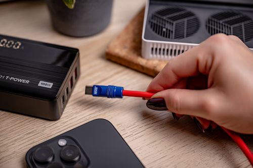 Kabel Newell USB-C - USB-C 100 W, 1,5 m, silikonowy, czerwono-granatowy na Arena.pl