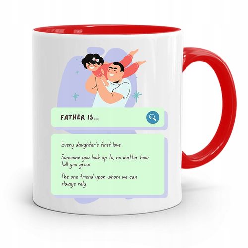 Kubek Czerwony Dla Taty Ojca Father Is... Prezent Z Nadrukiem Ze Zdjęciem na Arena.pl