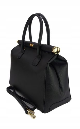 Duża włoska torba A4 skóra kufer kłódka Czarna na Arena.pl