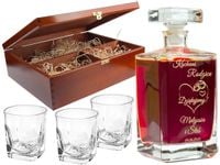 KARAFKA z 3 szklankami w etui ROCZNICA ŚLUBU prezent 20 25 30 35 40 50 60