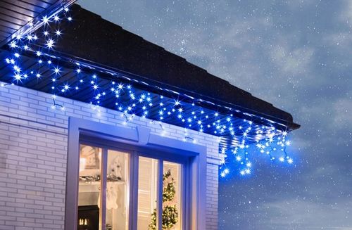 Kurtyna Świetlna LED 120 Sople Niebieskie Flash Zewnętrzna IP44 8,7 m na Arena.pl