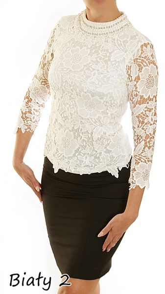 ELEGANCKA koronkowa BLUZKA z kołnierzykiem 835# zdjęcie 2