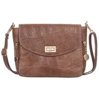 VERA PELLE torebka damska skórzana listonoszka kroko z paskiem V532 taupe