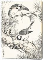 Obraz 70x100cm Willow Tit, Kashu Japoński Vintage do Salonu