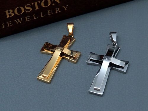 ZŁOTY SREBRNY KRZYŻ KRZYŻYK NA ŁAŃCUSZEK STAL 316L na Arena.pl